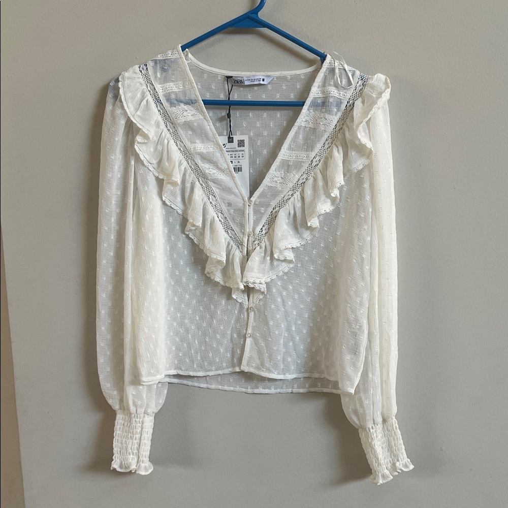 Zara Cream Ruffled Blouse